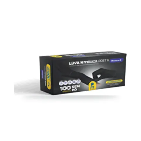 Luva Nitrílica Bompack Preta sem Pó tam. P c/ 100