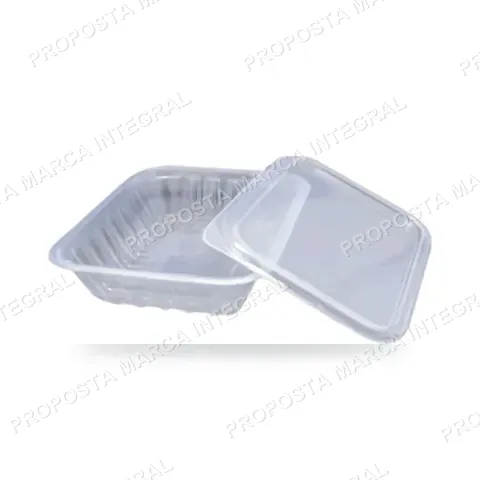 Pote Retangular PP 750ml Bompack c/ Tampa pct 24 un.