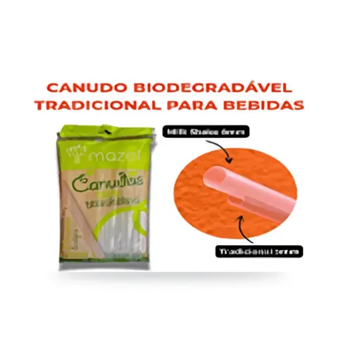 Canudo Biodegradável Transparente 8mm pct 100 un.